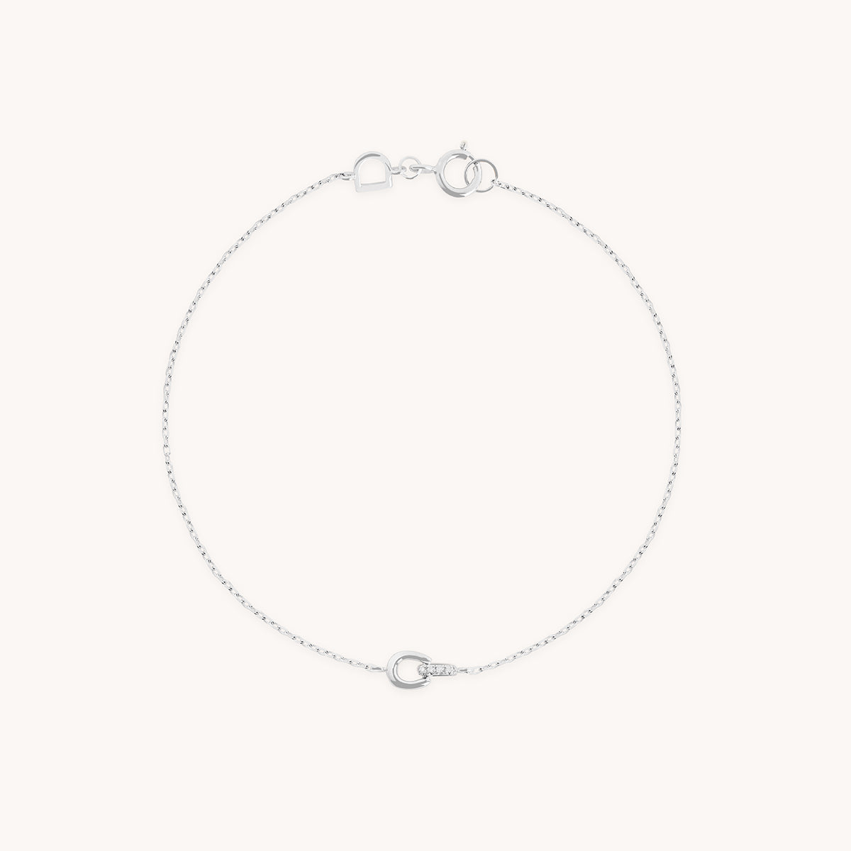 Diamond Hardware Pendant Bracelet in Solid White Gold-Astrid &amp; Miyu