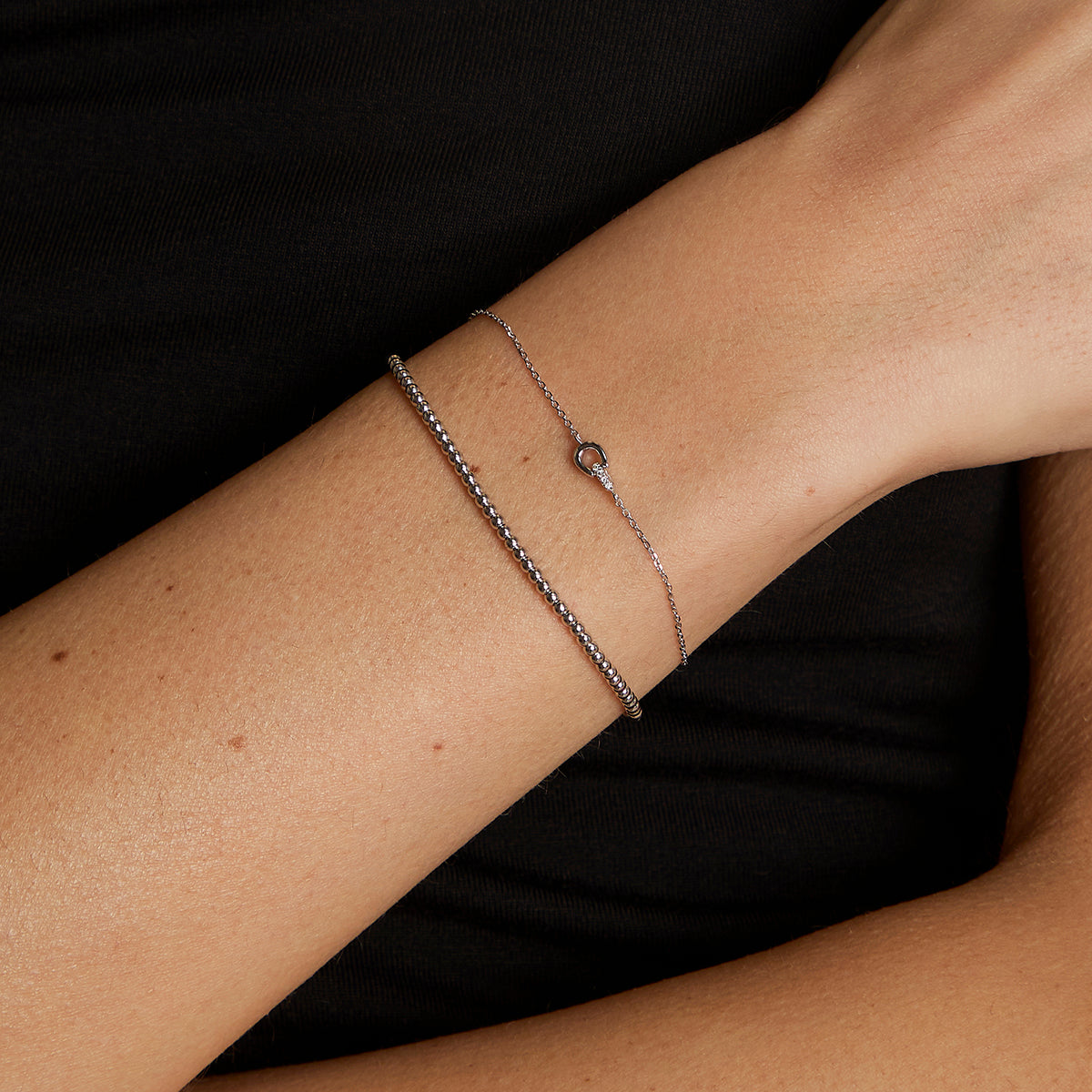 Diamond Hardware Pendant Bracelet in Solid White Gold-Astrid &amp; Miyu