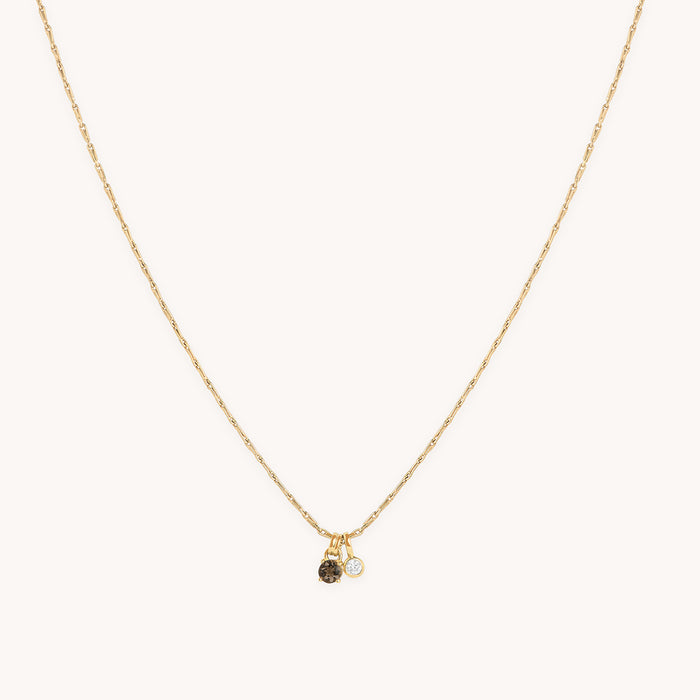 Diamond & Quartz Pendant Necklace in Solid Gold