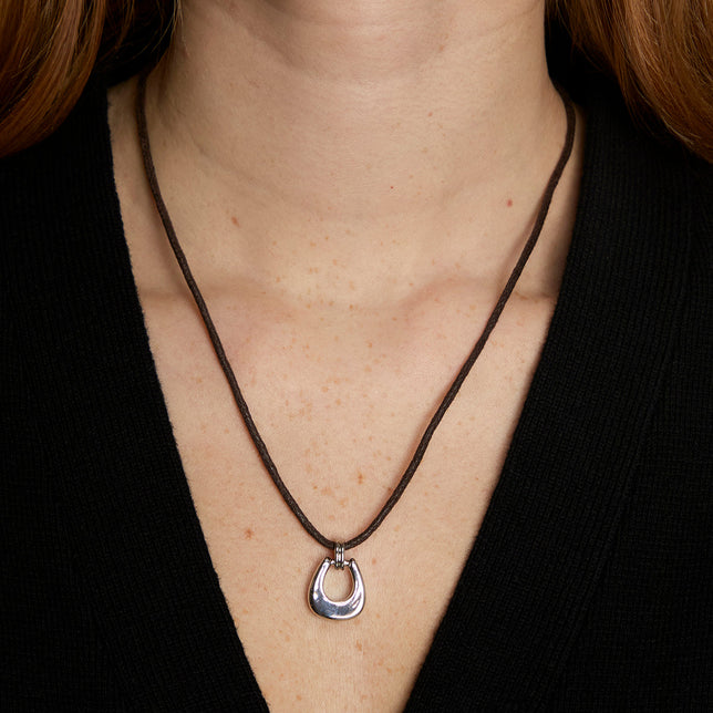 Hardware Pendant Cord Necklace in Silver-Astrid & Miyu