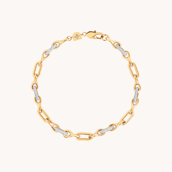 Pavé Chain Link Bracelet in Gold