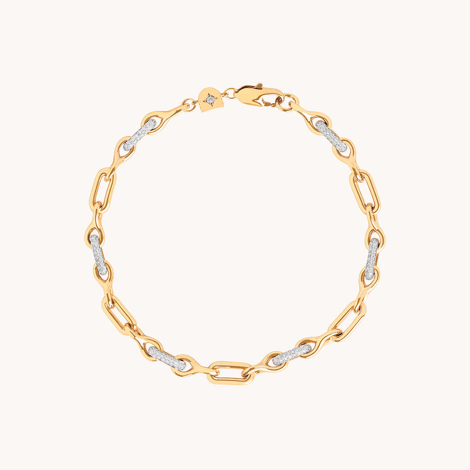 Pavé Chain Link Bracelet in Gold