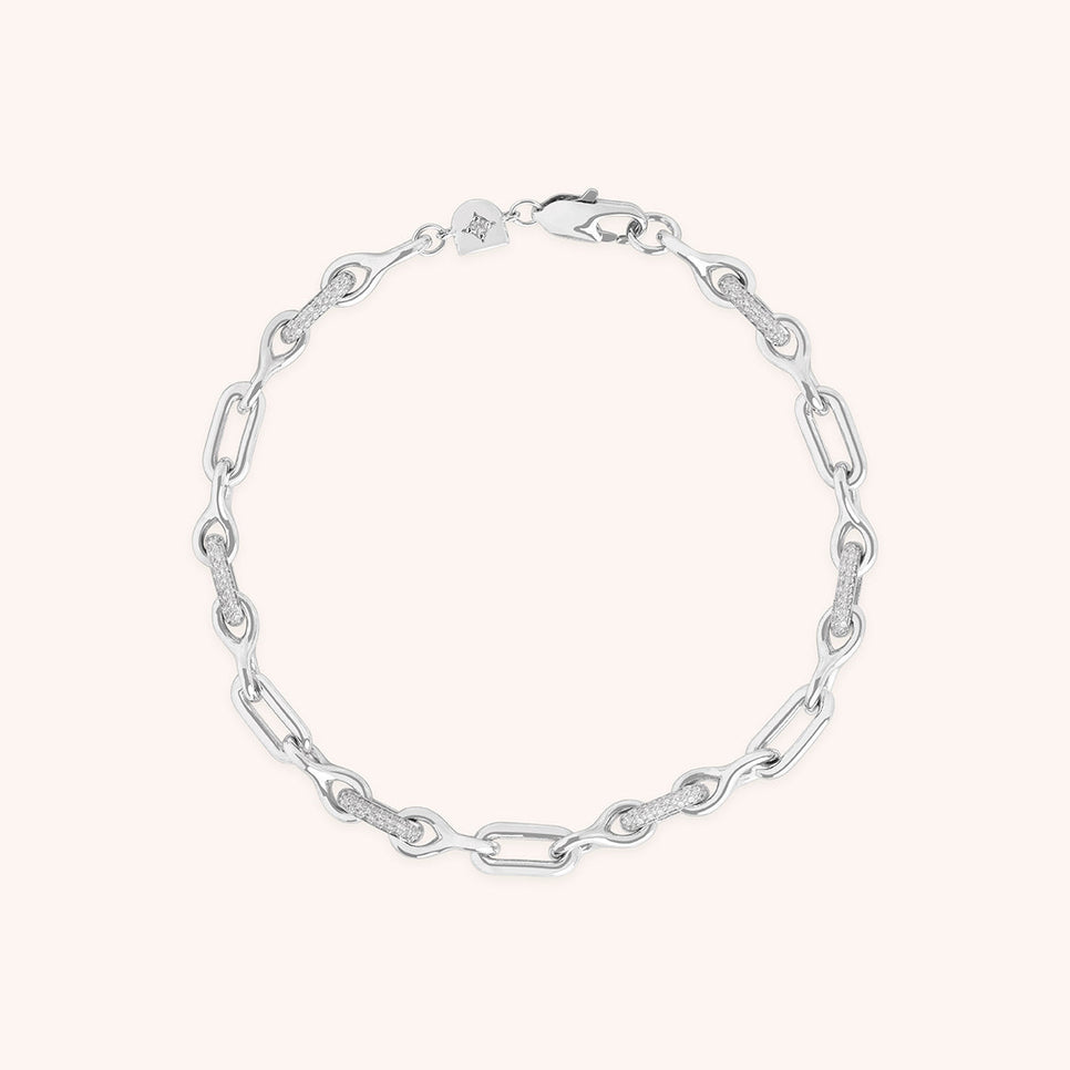 Pavé Chain Link Bracelet in Silver