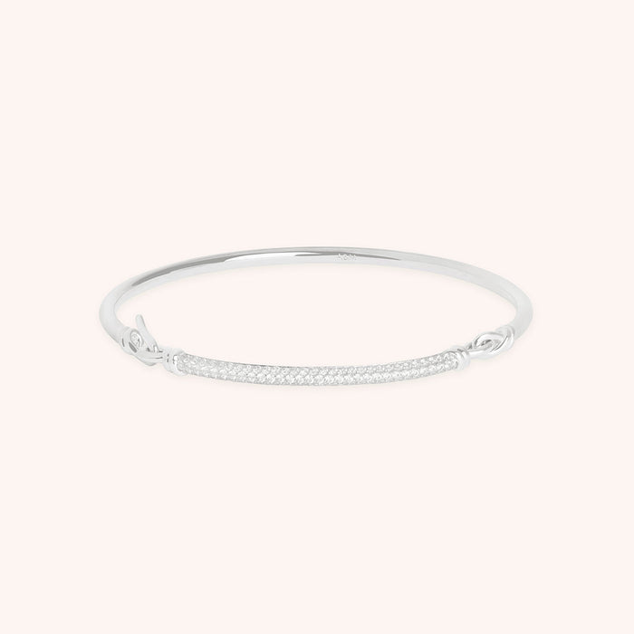 Pavé Knot Bangle in Silver