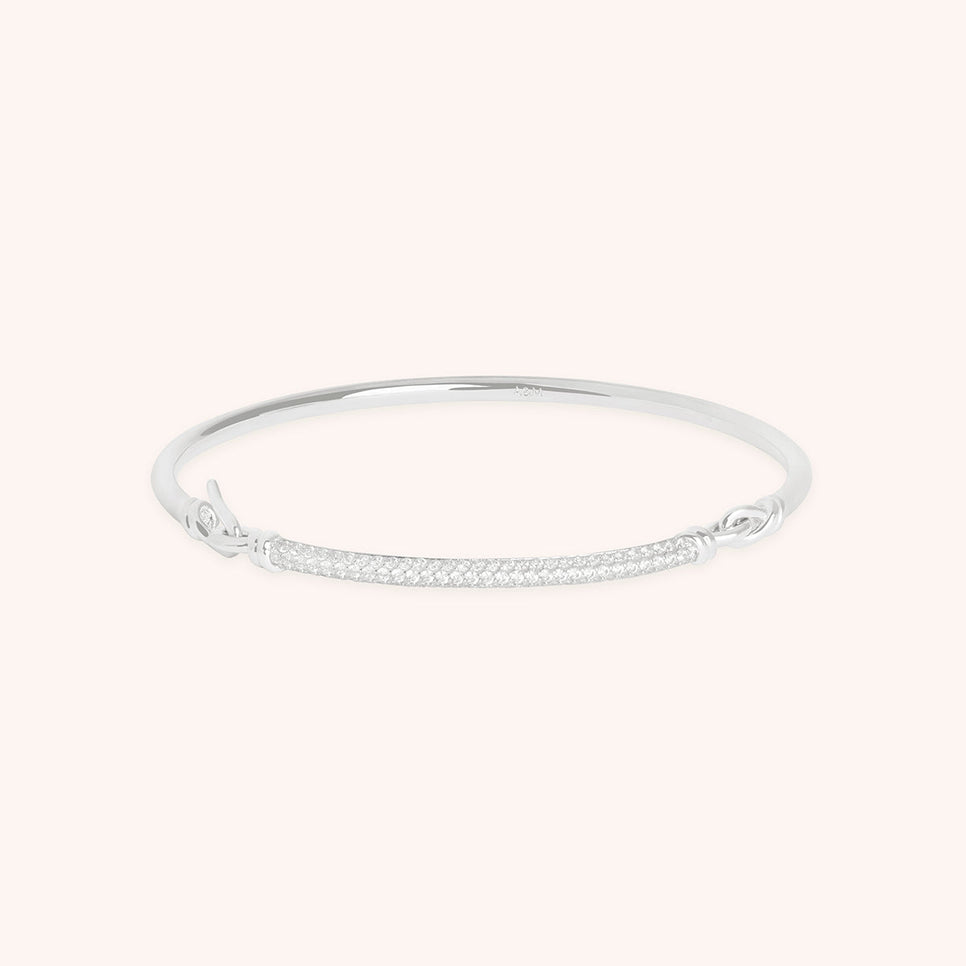Pavé Knot Bangle in Silver