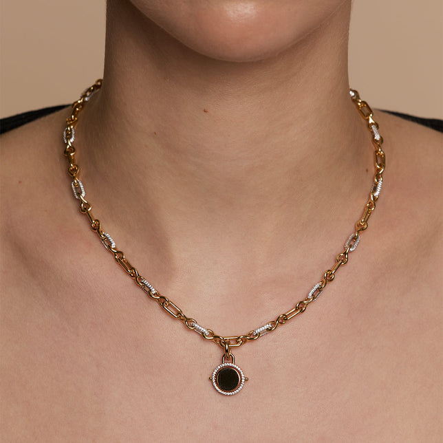 Pavé Spinning Coin Clip Charm in Gold