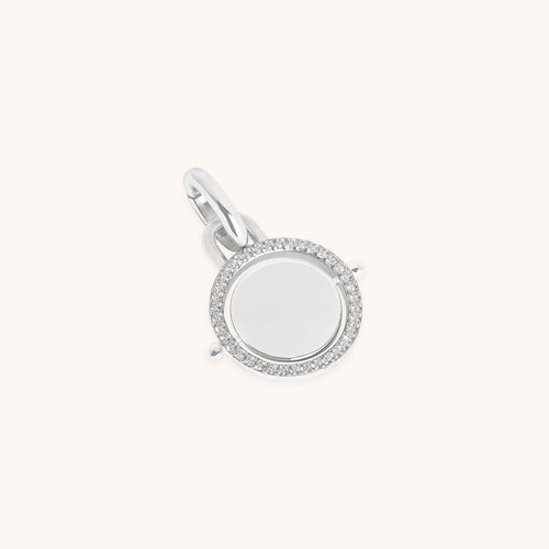 Pavé Spinning Coin Clip Charm in Silver