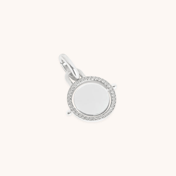Pavé Spinning Coin Clip Charm in Silver