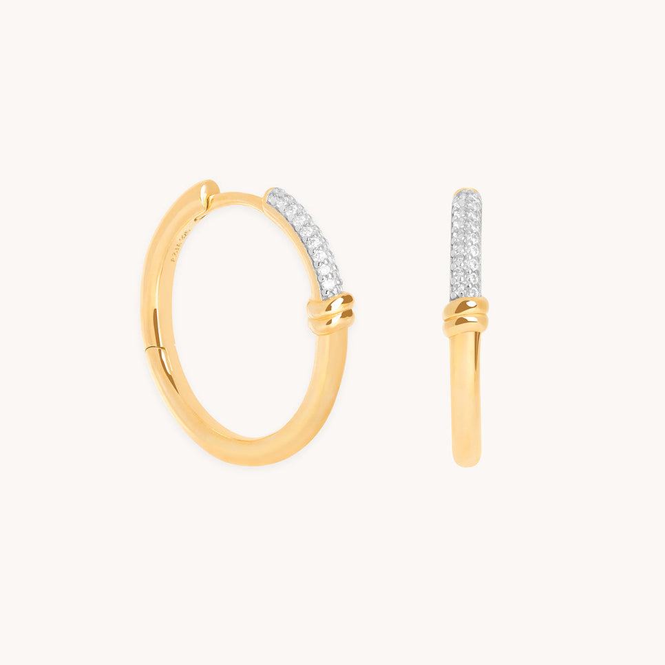 Pavé Knot Hoops in Gold