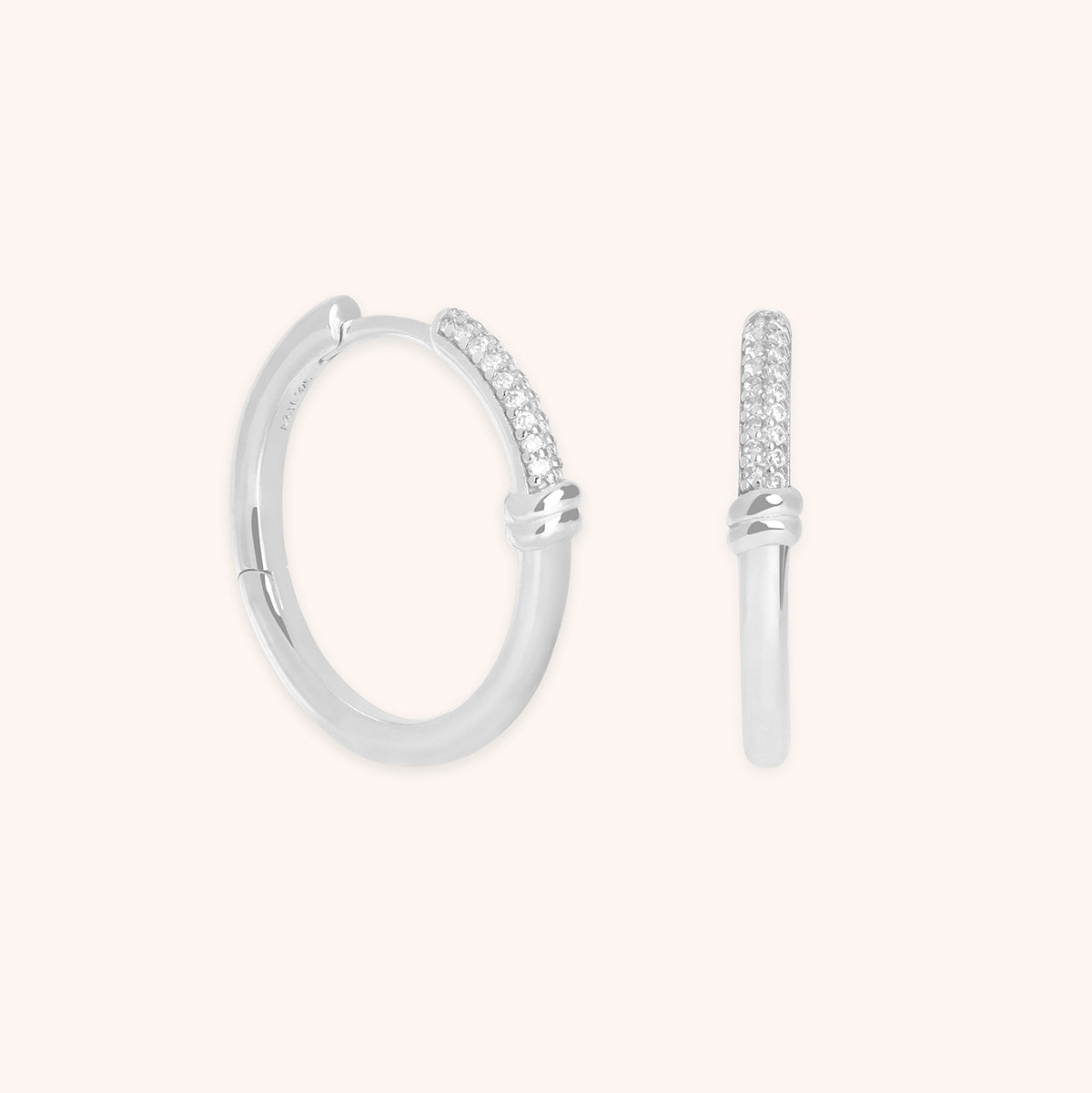 Pavé Knot Hoops in Silver