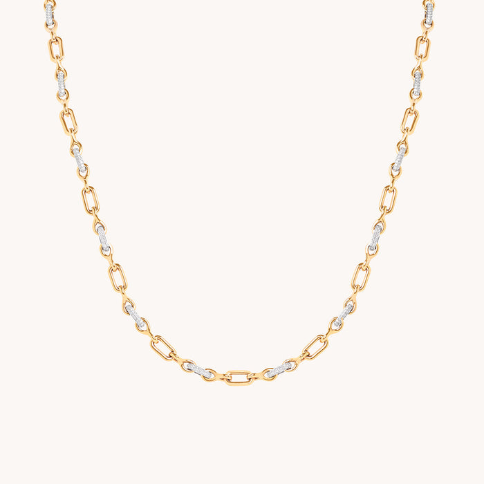 Pavé Chain Link Necklace in Gold