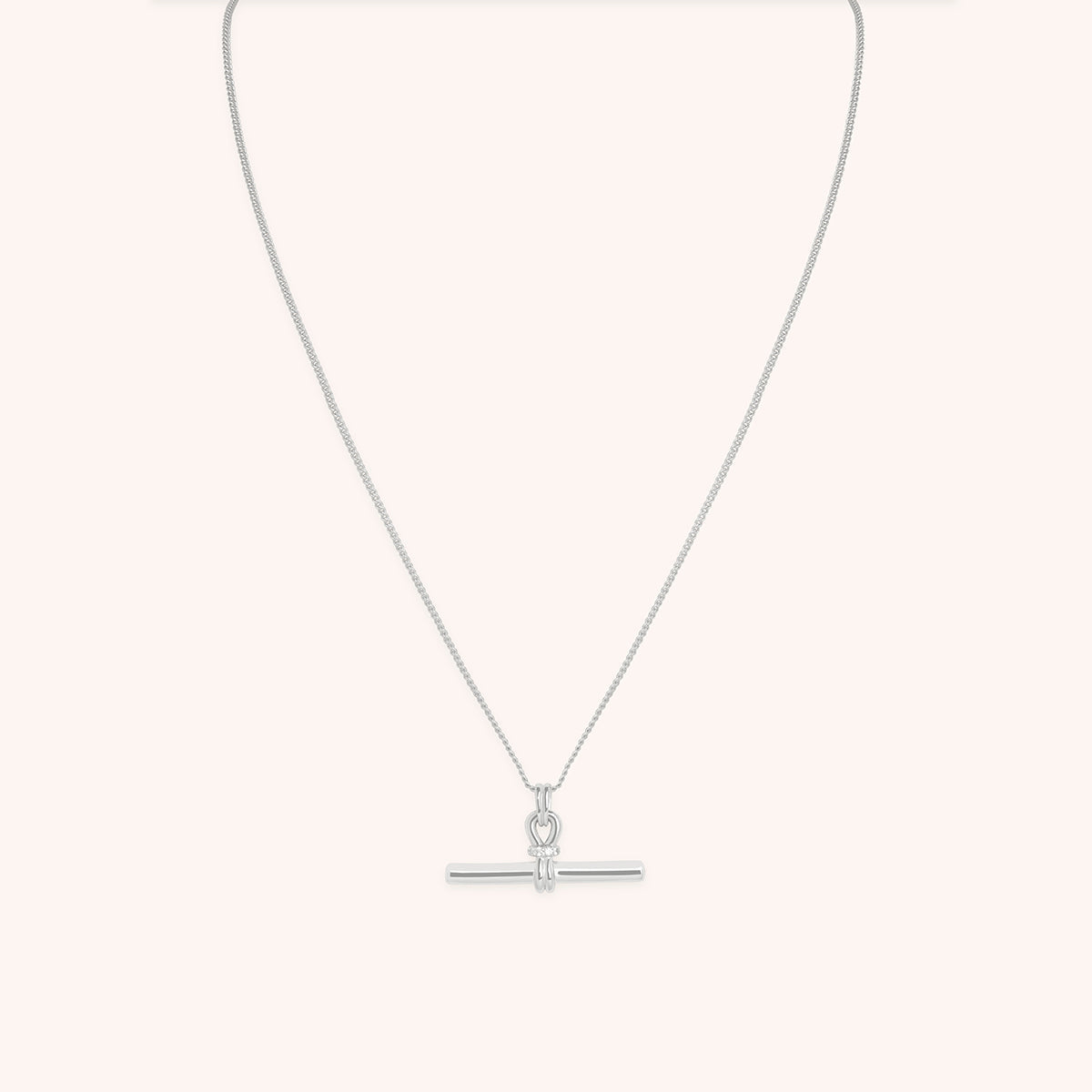 Hardware T-Bar Pendant Necklace in Silver