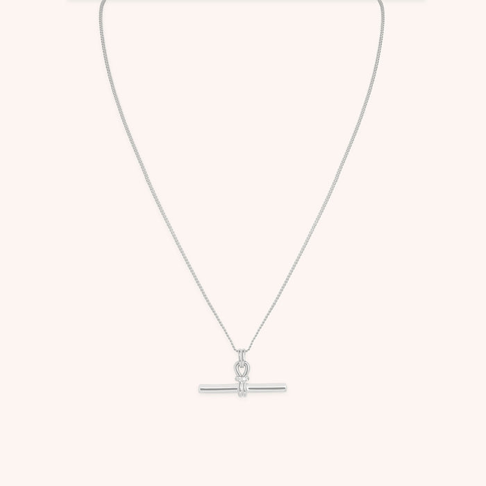Hardware T-Bar Pendant Necklace in Silver