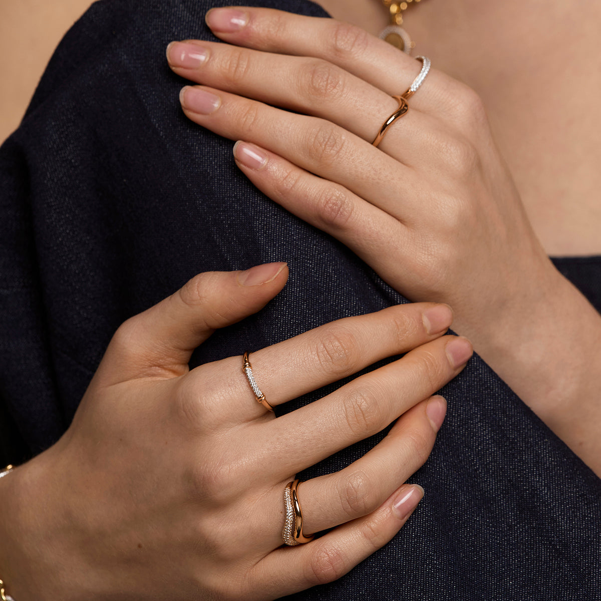 Pavé Knot Ring in Gold