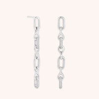 Pavé Chain Link Drop Studs in Silver
