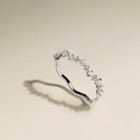 Diamond & Pearl Scalloped Ring in Solid White Gold-Astrid &amp; Miyu