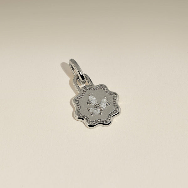 Scalloped Coin Clip Charm in Silver-Astrid &amp; Miyu