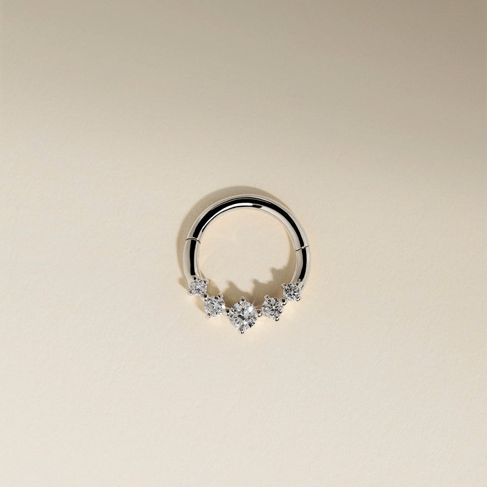 Diamond Daith Hoop in Solid White Gold-Astrid &amp; Miyu