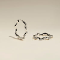 Scalloped Crystal Medium Hoops in Silver-Astrid &amp; Miyu