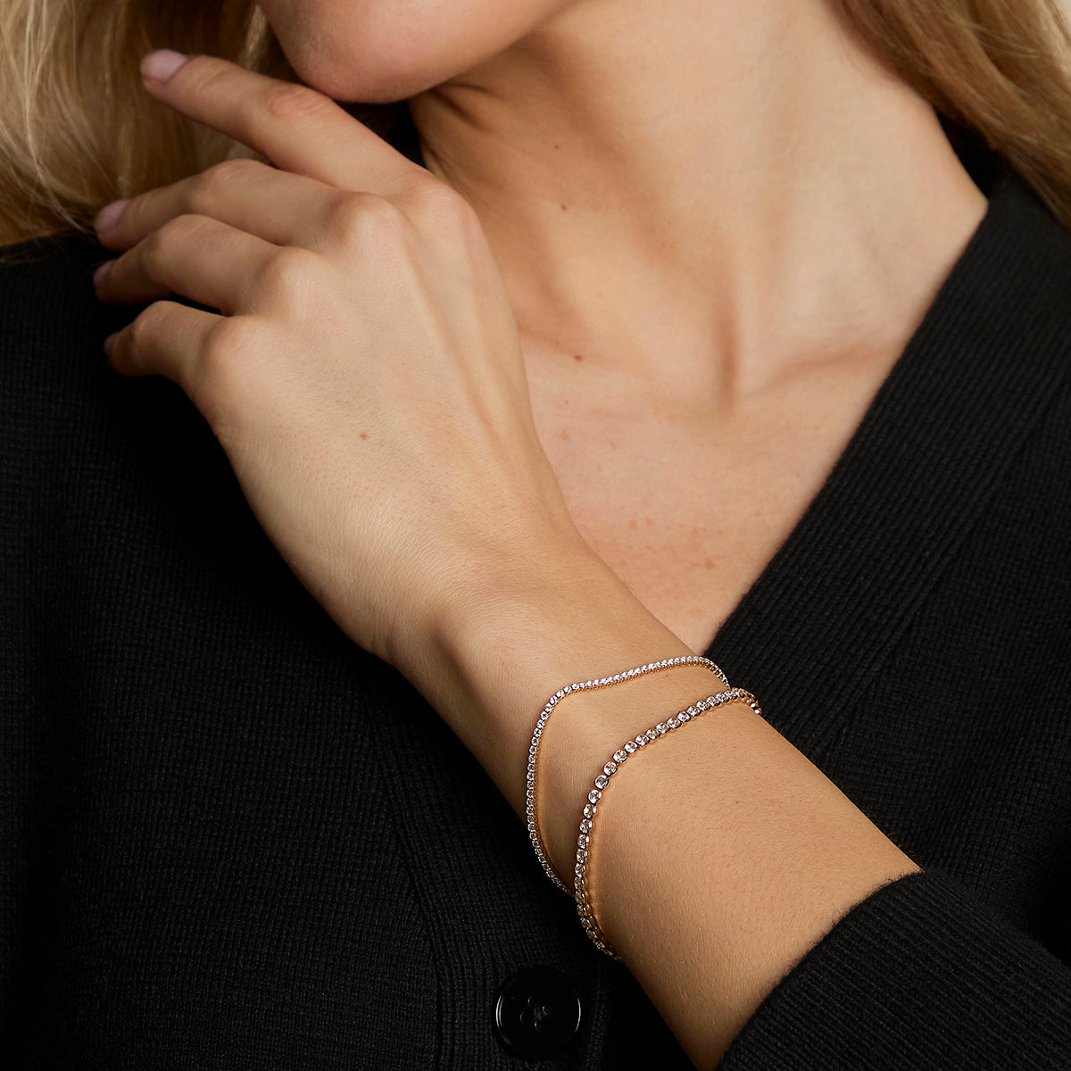 Tennis Bracelet Stacking Set in Gold