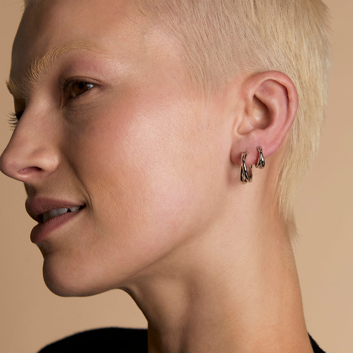 Crossover Illusion Hoops Stacking Set in Silver