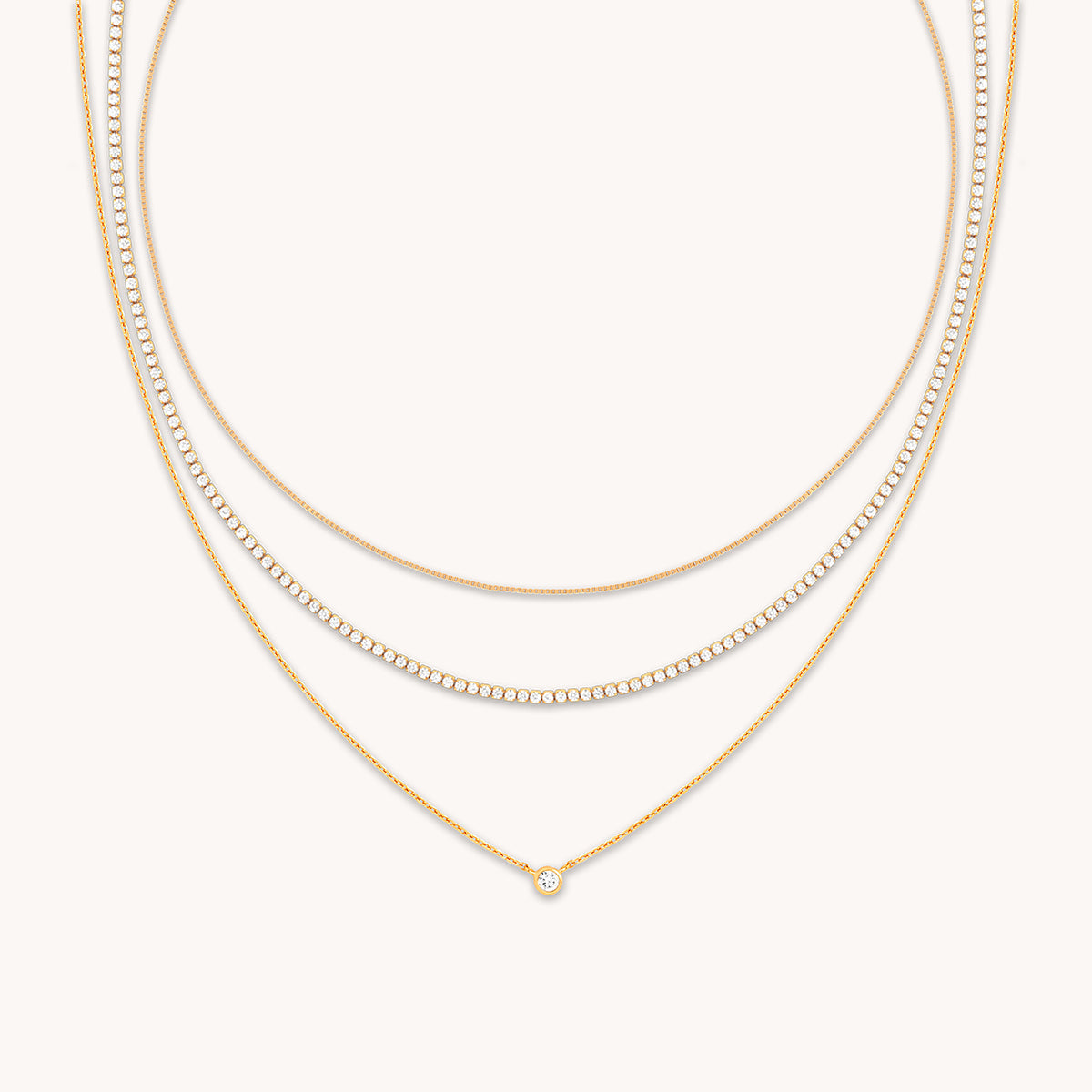Essential Crystal Necklace Stacking Set in Gold