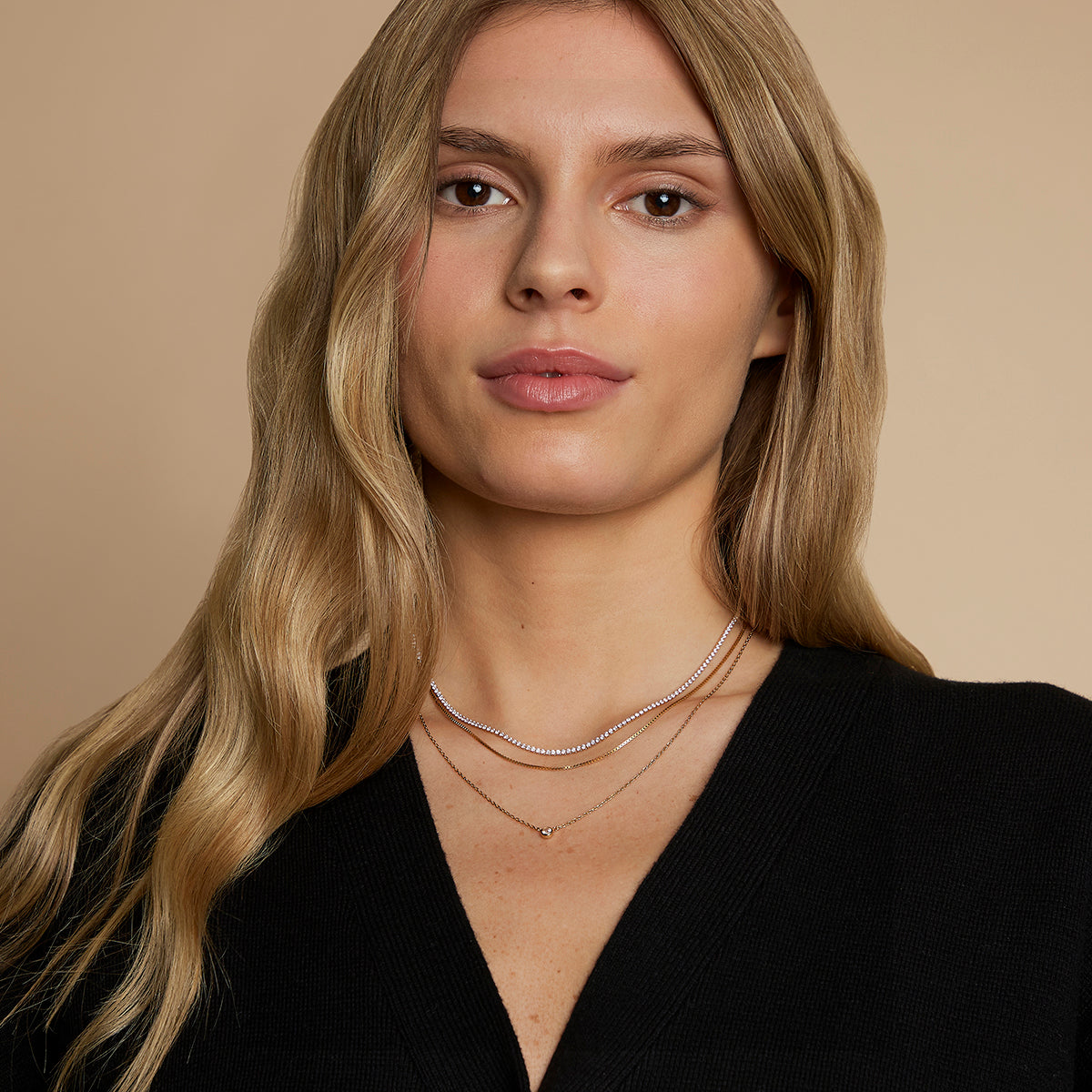 Essential Crystal Necklace Stacking Set in Gold