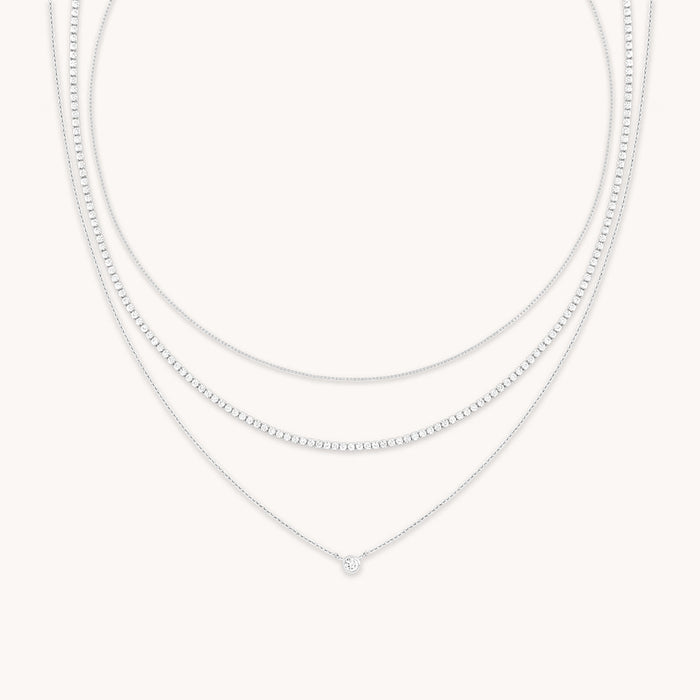 Essential Crystal Necklace Stacking Set in Silver