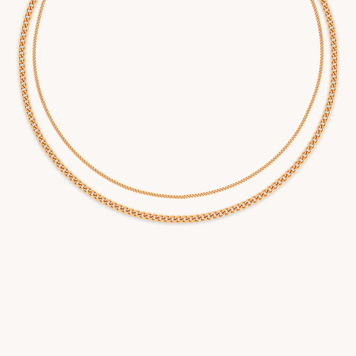 Essential Curb Chain Necklace Stacking Set in Gold
