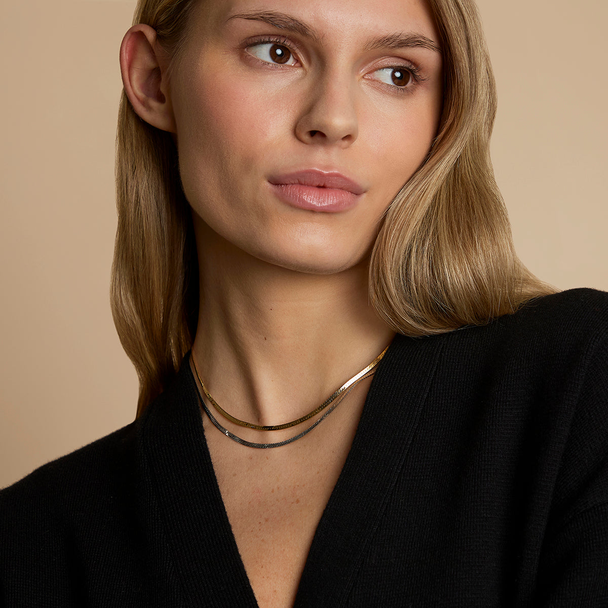 Essential Snake Chain Necklace Stacking  Set in Mixed Metal