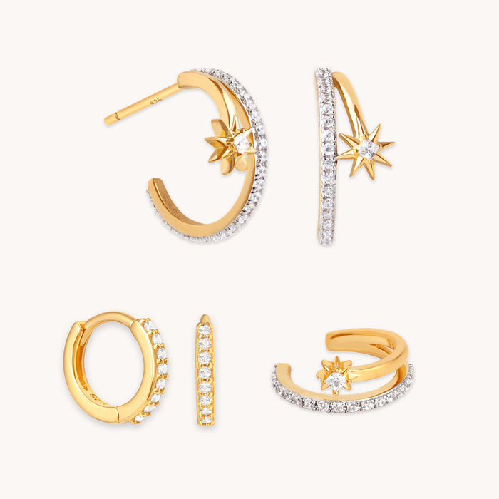 Cosmic Illusion Hoops  Stacking Set in Gold