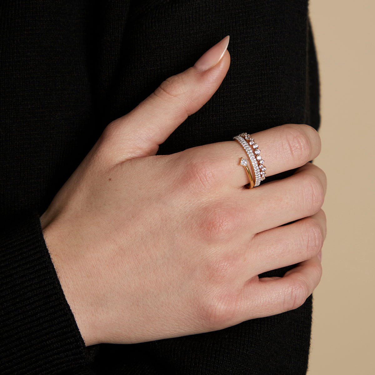 Celestial Illusion Ring Stacking Set in Gold