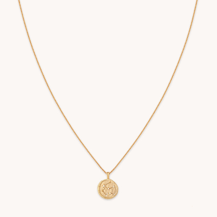 Aquarius Zodiac Pendant Necklace in Gold