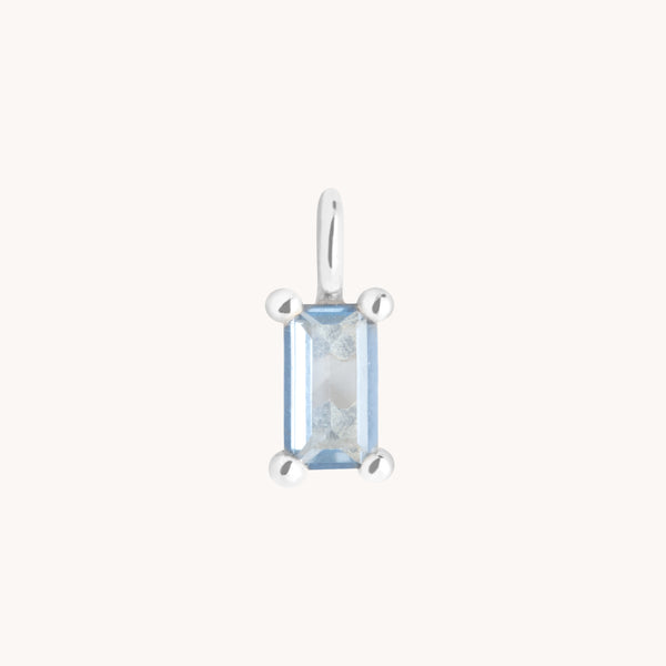 Blue Spinel Charm 9k White Gold