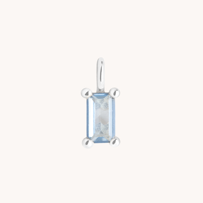 Blue Spinel Charm 9k White Gold