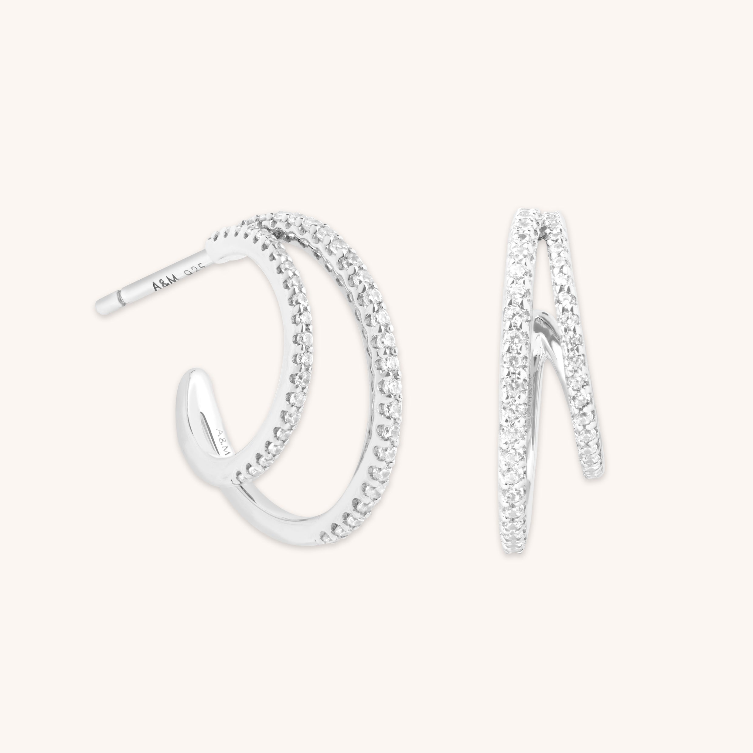 Illusion Crystal Hoops in Silver