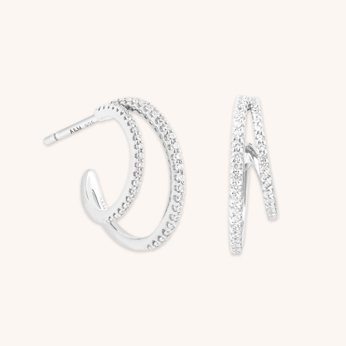 Illusion Crystal Hoops in Silver