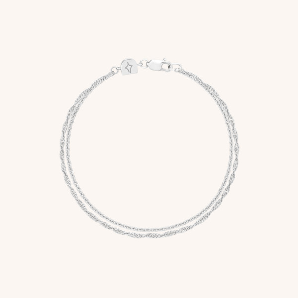 Illusion Twist Double Chain Bracelet in Silver