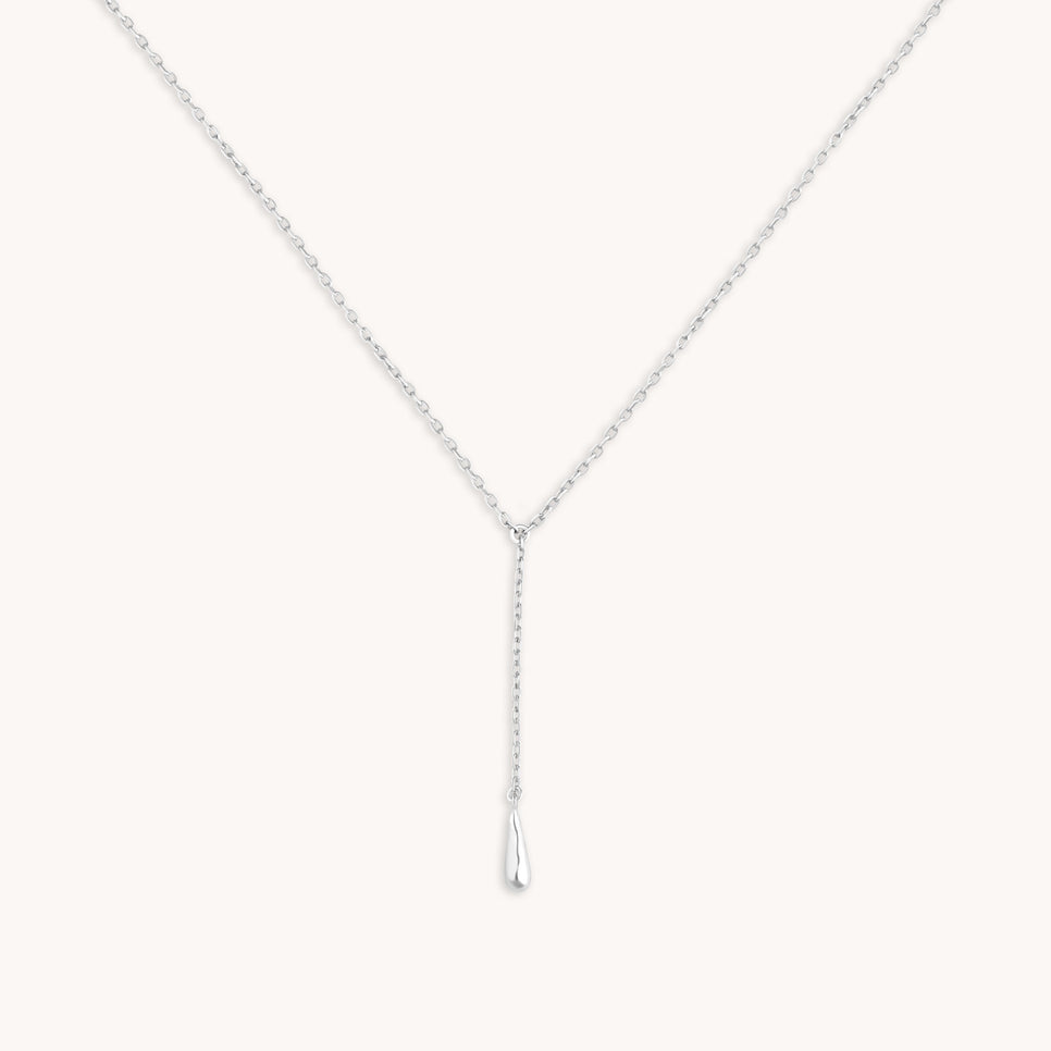 Molten Charm Lariat Necklace in Silver