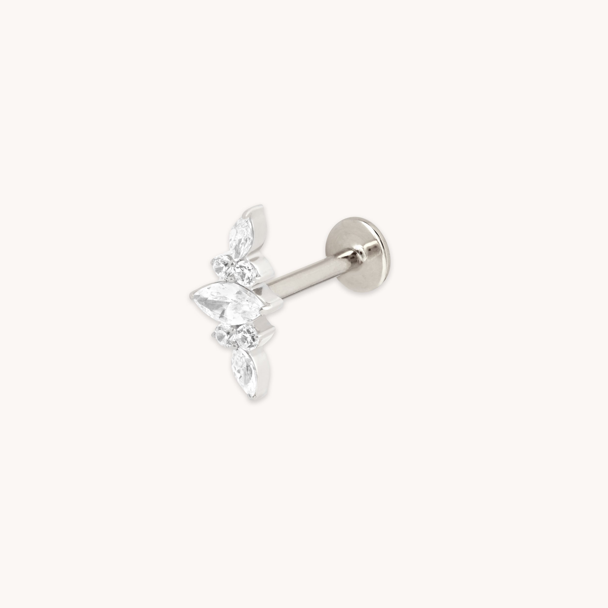 Crystal Cluster Titanium Piercing Stud in Platinum