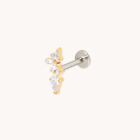 Crystal Marquise Cluster Titanium Piercing Stud in Gold