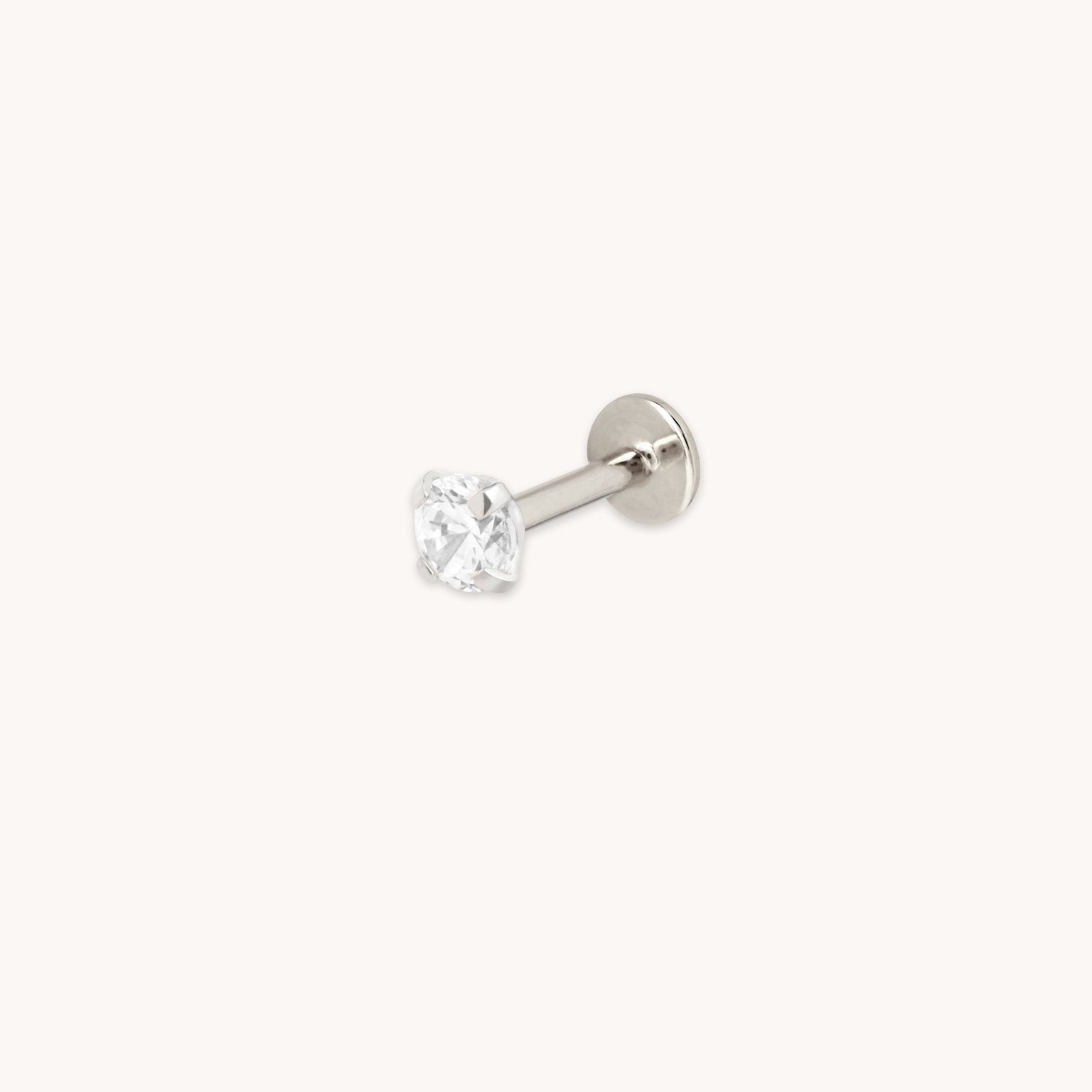 Bold Crystal Titanium Piercing Stud in Platinum