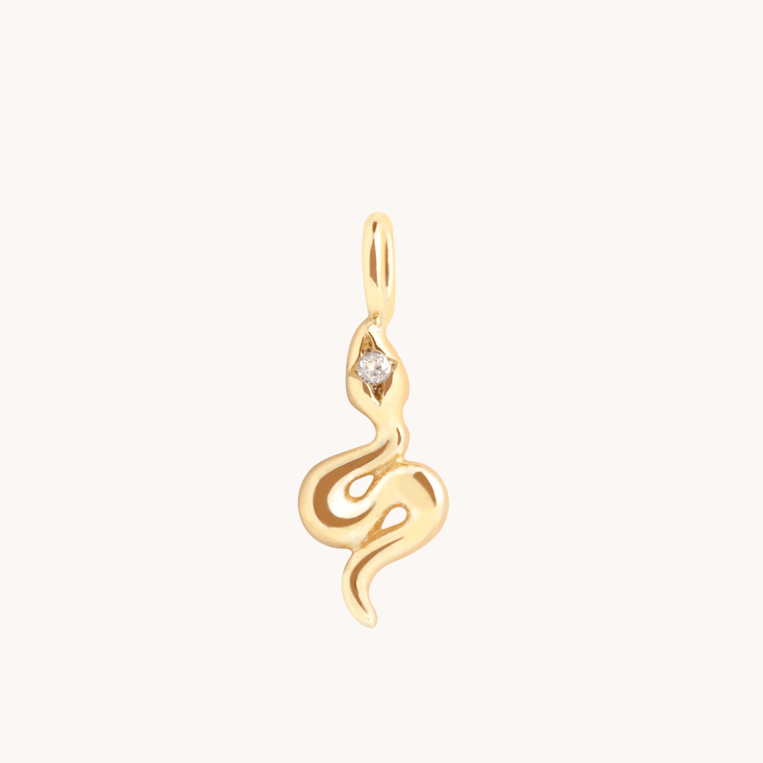 White Topaz Snake Charm 9k Gold