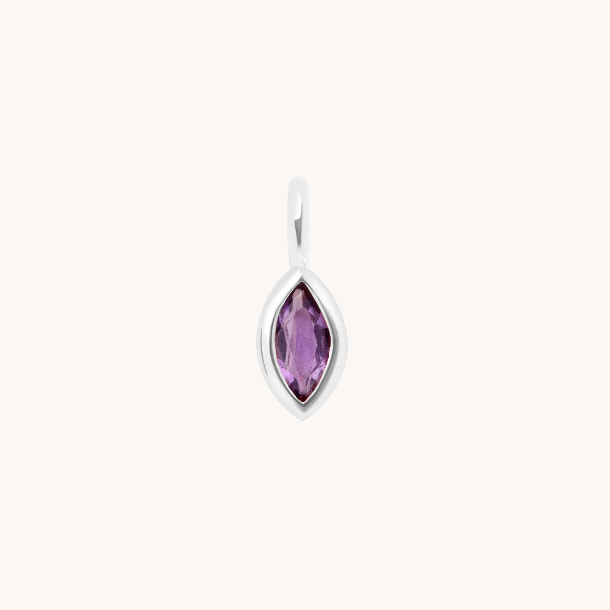 Amethyst Marquise Charm 9k White Gold