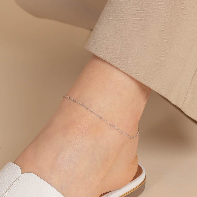 Anklets - Astrid Chain Anklet in Solid White Gold - - Astrid &amp; Miyu