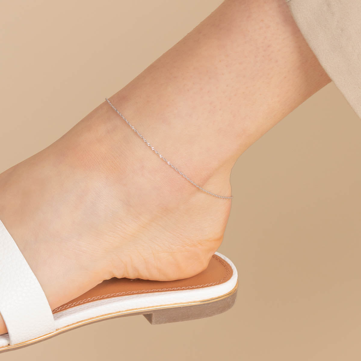 Anklets - Astrid Chain Anklet in Solid White Gold - - Astrid &amp; Miyu