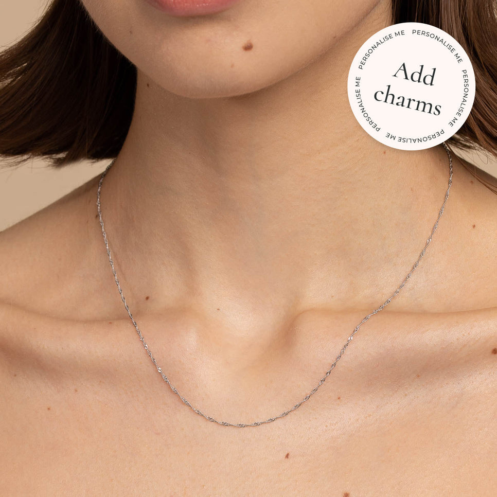 Charm Compatible Necklaces & Bracelets - Astrid Chain Necklace in Solid White Gold - - Astrid &amp; Miyu