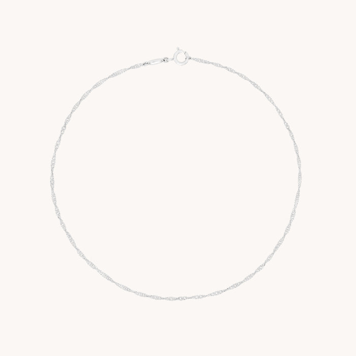Astrid Chain Anklet in Solid White Gold