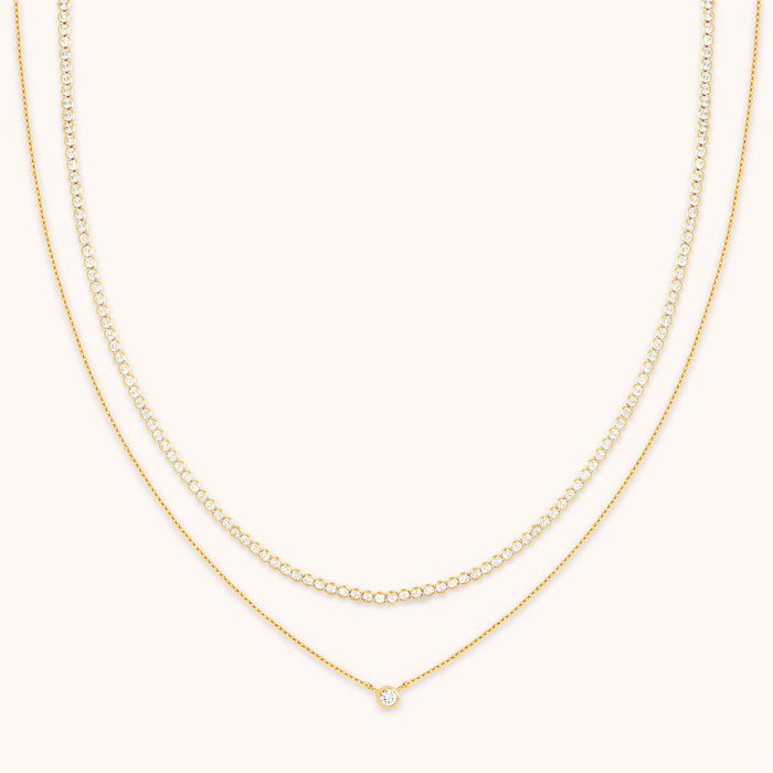 Gleam Tennis Necklace Gift Set in Gold