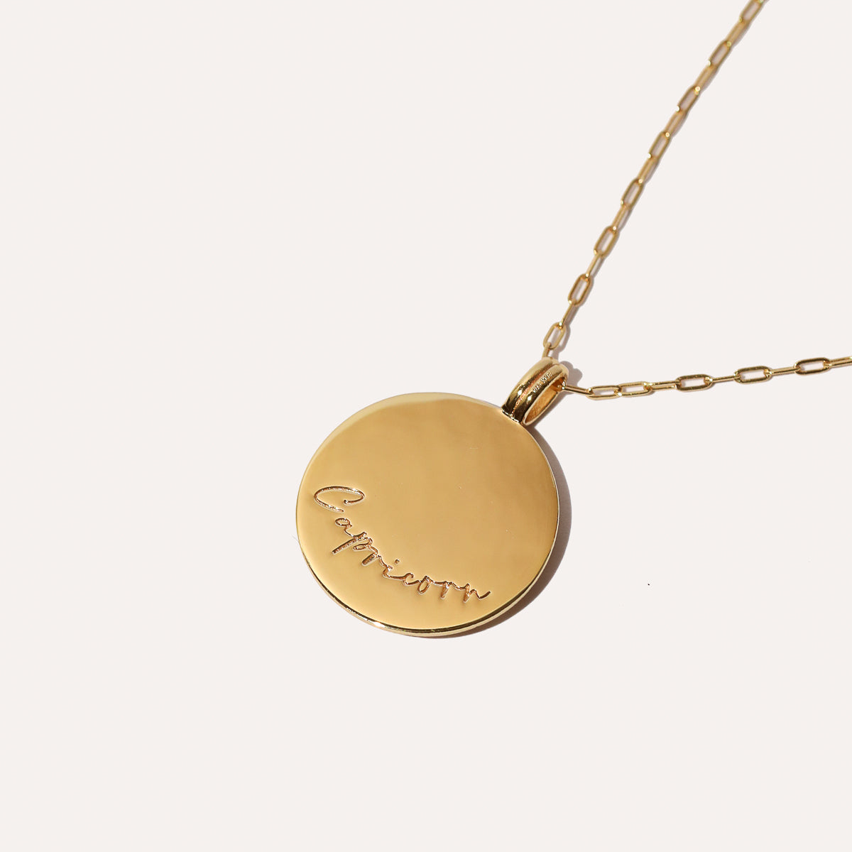 Capricorn Bold Zodiac Pendant Necklace in Gold back